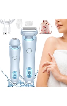 Kadın Tıraş Makinesi, Vücut Ve Yüz İçin 2'si 1 Arada Özel Tıraş Makinesi, Islak Ve Kuru Kullanım İçin Su Geçirmez Mavi X 2 Parça .