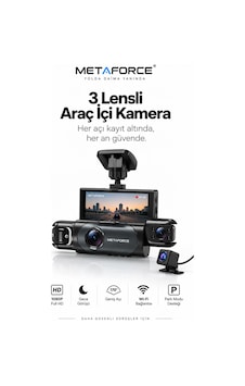 3 Lensli Wi-fi Araç İçi Kamera 1080p Full Hd 3.18" Ips Dokunmatik Ekran Gece Görüşlü Park Modu Destekli Otonom Kamera Türkçe
