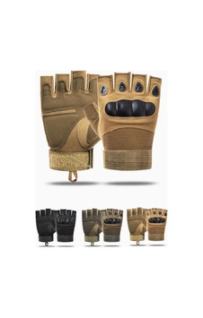 Hedeftartical Unisex Yarım Parmak Korumalı Taktik Outdoor Eldiven - Bej, M Beden Bej - 646703801 Bej