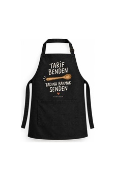 Tarif Benden Baskılı Unisex Mutfak Önlüğü Standart Beden Siyah Tarif Benden Baskılı Unisex Mutfak Önlüğü Standart Beden Siyah