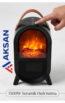 Ct-6055 Uludağ Taşınabilir Şömine Tipi Elektrikli Isıtıcı Soba 1500w 3d Alev Efektli Siyah
