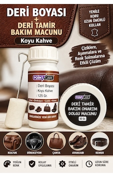 Koyu Kahve Deri Boyası 125 Gr + Deri Tamir Bakım Macunu 50 Gr + Uygulama Süngeri Koyu Kahverengi Koyu Kahve Deri Boyası 125 Gr + Deri Tamir Bakım Macunu 50 Gr + Uygulama Süngeri Koyu Kahverengi