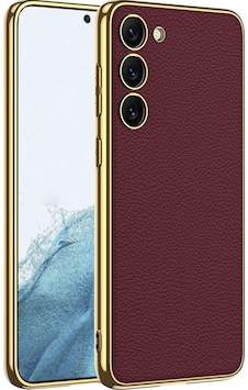 Galaxy S23 Uyumlu Deri Görünümlü Kenarları Elektroplating Kaplama Zore Fizyon Kapak-kırmızı Galaxy S23 Uyumlu Deri Görünümlü Kenarları Elektroplating Kaplama Zore Fizyon Kapak-kırmızı