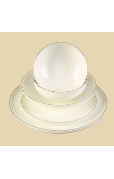 New Bone Porselen Elips 24 Parça Yemek Takımı Numa24 Beyaz