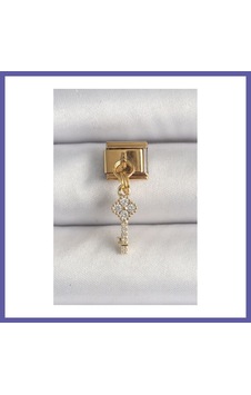 Bezos 316l Çelik Gold Renk Sallantı Zirkon Taşlı Anahtar Model Nomination Charm Nıda Bezos 316l Çelik Gold Renk Sallantı Zirkon Taşlı Anahtar Model Nomination Charm Nıda
