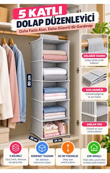 5 Katlı Katlanabilir Asılabilir Dolap İçi Organizer Bez Raf Gri Çizgili 5 Bölmeli Dolap Düzenleyici 5 Katlı Katlanabilir Asılabilir Dolap İçi Organizer Bez Raf Gri Çizgili 5 Bölmeli Dolap Düzenleyici