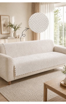 Kaymaz Taban Peluş Koltuk Örtüsü - Wellsoft Koltuk Örtüsü - 170x210 Cm - Ekru Kaymaz Taban Peluş Koltuk Örtüsü - Wellsoft Koltuk Örtüsü - 170x210 Cm - Ekru