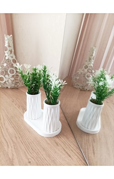 Mini Desenli İkili Beton Saksı Ve Oval Tabak - Yapay Çiçek Hediyeli - Beyaz Mini Desenli İkili Beton Saksı Ve Oval Tabak - Yapay Çiçek Hediyeli - Beyaz