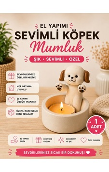 Sevimli Köpek Mumluk Beyaz