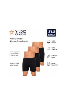 Yıldız Çamaşır Erkek Süprem Erkek Paçalı Boxer 05-140-141 - 3 Adet Siyah Yıldız Çamaşır Erkek Süprem Erkek Paçalı Boxer 05-140-141 - 3 Adet Siyah