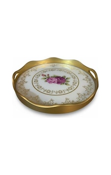 Roykıng Yuvarlak Pembe Çiçekli Tepsi 40x5 Roykıng Yuvarlak Pembe Çiçekli Tepsi 40x5