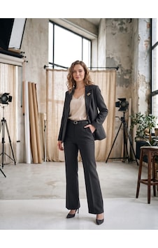 Prenses Kadın Yüksek Bel Kemerli Blazer Ceket Takım Gri Prenses Kadın Yüksek Bel Kemerli Blazer Ceket Takım Gri