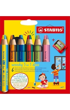 Stabilo Woody 3in1 Duo Kuru Boya 6 Renk Eo8826-2
