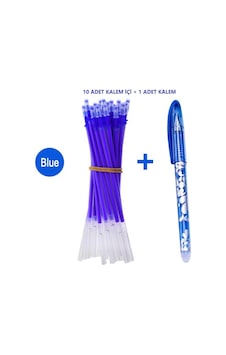 Isı Ile Uçan Silinebilen Refill Kalem Içi ve Kalem Mavi 11 Adet Isı Ile Uçan Silinebilen Refill Kalem Içi ve Kalem Mavi 11 Adet