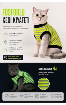 Fosforlu Boydan Geçirmeli Kedi Kıyafeti Gece Parlayan Reflektif Kedi Tişörtü, Yumuşak Ve Rahat Kedi Elbisesi Fosforlu Boydan Geçirmeli Kedi Kıyafeti Gece Parlayan Reflektif Kedi Tişörtü, Yumuşak Ve Rahat Kedi Elbisesi