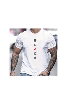 Caddemia Yaz Rahat Gevşek Boyut Siyah Baskı Yuvarlak Yaka Kısa Kollu Tişört Üst Beyaz 2XL Caddemia Yaz Rahat Gevşek Boyut Siyah Baskı Yuvarlak Yaka Kısa Kollu Tişört Üst Beyaz 2XL