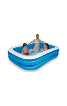 Bestway 12819 Kare Aile Havuzu - 2 Halkalı Mavi Şişme Havuz 400 Lt, 2.11x1.32x0.46 M- 3'li Paket