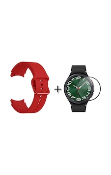 Forzacase Samsung Galaxy Uyumlu Watch 6 Classic 47mm İçin Silikon Kordon Kayış + Ekran Koruma Filmi - Fc163 Kırmızı Forzacase Samsung Galaxy Uyumlu Watch 6 Classic 47mm İçin Silikon Kordon Kayış + Ekran Koruma Filmi - Fc163 Kırmızı