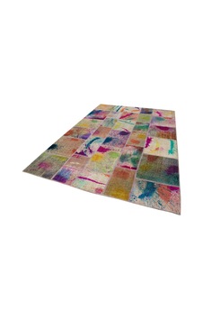 Bespoky Patchwork Çok Renkli Soyut Bohem Salon Halısı El Dokuma Bespoky Patchwork Çok Renkli Soyut Bohem Salon Halısı El Dokuma