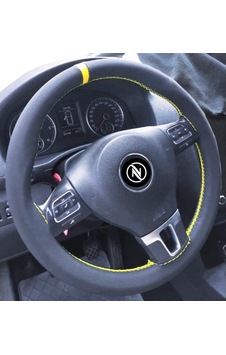 Oto Direksiyon Kılıfı Alcantara Model Alcantra Sarı Dikişli Oto Direksiyon Kılıfı Alcantara Model Alcantra Sarı Dikişli