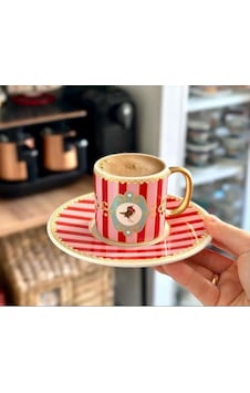 6'lı Pink Bird Kahve Fincanı-4539 Kırmızı 6'lı Pink Bird Kahve Fincanı-4539 Kırmızı