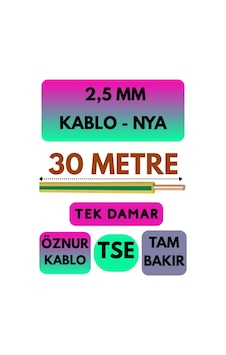Avarson Öznur 2,5 Mm Nya Kablo, 30 Metre, Sarı-yeşil Avarson Öznur 2,5 Mm Nya Kablo, 30 Metre, Sarı-yeşil