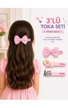 3 Lü Kız Çocuk Saç Tokası Fiyonk Ve Figürlü Mandal Toka Seti Pembe 3 Lü Kız Çocuk Saç Tokası Fiyonk Ve Figürlü Mandal Toka Seti Pembe