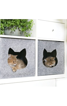 Kedi Evi Yuvası Keçe Açık Gri 3mm Kaliteli Keçe 32x32x32 Cm 1 Adet Mindersiz A2
