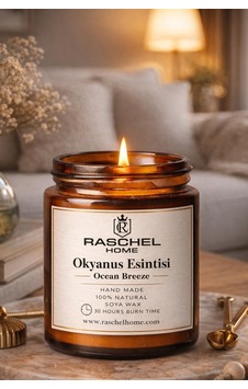 Raschel Home %100 Doğal Dekoratif Premium Extra Yoğun Esans Kokulu 170 Cc Kavanoz Mum 30 Saat Yanma Okyanus Esintisi