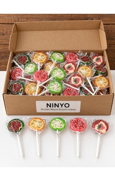 Ninyo Meyve Desenli Lolipop 50 Adet Doğum Günü, Parti Ve Okul Etkinliği İçin Karışık Şeker Ninyo Meyve Desenli Lolipop 50 Adet Doğum Günü, Parti Ve Okul Etkinliği İçin Karışık Şeker