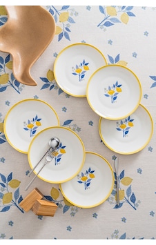 Limon Desenli 25 Cm Premium Porselen Servis Tabağı - 6 Adet Sarı Limon Desenli 25 Cm Premium Porselen Servis Tabağı - 6 Adet Sarı