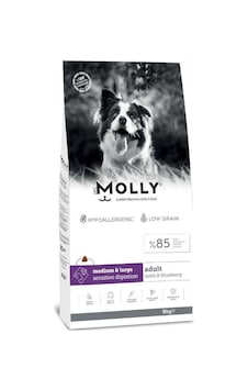 Molly Düşük Tahıllı Hypoallergenic Kuzulu Ve Yaban Mersinli Orta Ve Büyük Irk Yetişkin Köpek Maması 15 Kg Molly Düşük Tahıllı Hypoallergenic Kuzulu Ve Yaban Mersinli Orta Ve Büyük Irk Yetişkin Köpek Maması 15 Kg