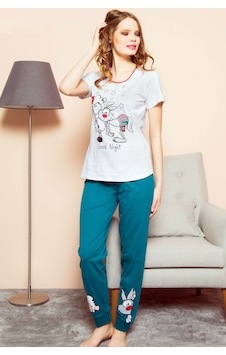 Vienetta Gri Melanj Kadın Kısa Kollu Etegi Oval Pijama Takım EDY1120 Gri Melanj Vienetta Gri Melanj Kadın Kısa Kollu Etegi Oval Pijama Takım EDY1120 Gri Melanj