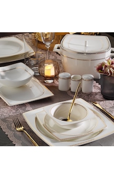 Aryıldız Bone Square Line Gold 12 Kişilik 60 Parça Yemek Takımı Aryıldız Bone Square Line Gold 12 Kişilik 60 Parça Yemek Takımı
