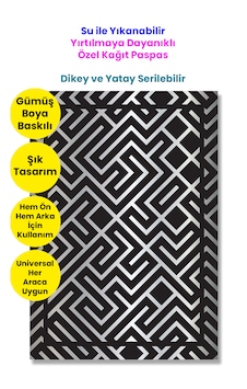 Suya Dayanıklı Yıkanır Kağıt Labirent Desen Oto Paspas Kağıdı Siyah Gümüş Baskı 50 Adet 35x50cm Suya Dayanıklı Yıkanır Kağıt Labirent Desen Oto Paspas Kağıdı Siyah Gümüş Baskı 50 Adet 35x50cm