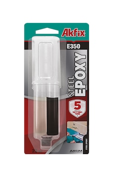 Akfix Yüksek Kalite E350 Epoksi Çelik Yapıştırıcı Şırınga