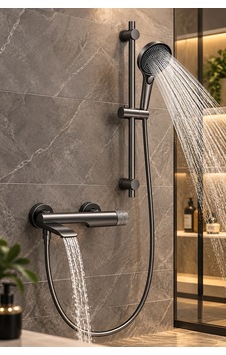 Alfas Termostatik Duş Bataryası Seti 3 Fonksiyonlu Basınç Artırıcı Pirinç Banyo Duş Sistemi Antrasit Alfas Termostatik Duş Bataryası Seti 3 Fonksiyonlu Basınç Artırıcı Pirinç Banyo Duş Sistemi Antrasit