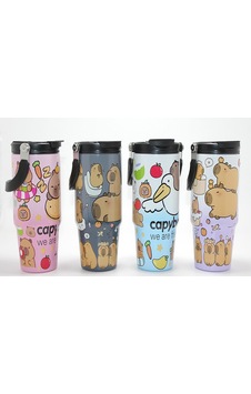 Capybara Desenli Isı Muhafazalı Pipetli Dev Çelik Termos Tumbler Sarı Capybara Desenli Isı Muhafazalı Pipetli Dev Çelik Termos Tumbler Sarı