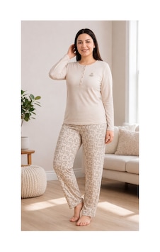 Flz Kadın Kışlık Viskon Pijama Takımı M L Xl Xxl Uzun Kollu Boydan Düğmeli Şık Ev Giyimı B89-100 SOMON Flz Kadın Kışlık Viskon Pijama Takımı M L Xl Xxl Uzun Kollu Boydan Düğmeli Şık Ev Giyimı B89-100 SOMON