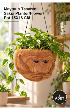 1 Adet Çiçeklik Maymun Tasarımlı Saksı Planter Flower Pot 15x18 Cm 1 Adet Çiçeklik Maymun Tasarımlı Saksı Planter Flower Pot 15x18 Cm