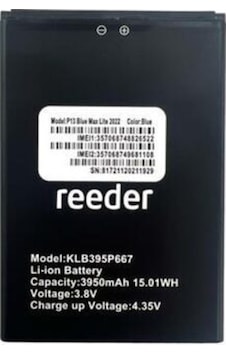 Reeder P13 Blue Max Pro Lite 2022 Batarya Pil Telefon Bataryası Pil Bandı Yanında