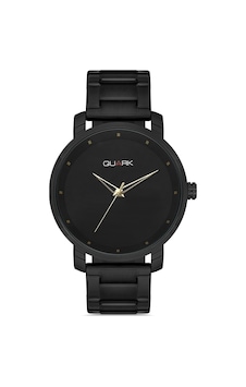 Quark Qc-511bk-1a Metal Kasa Çelik Kordon Siyah Renk Erkek Kol Saati Siyah