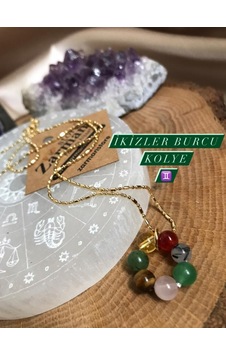 Sertifikalı İkizler Burcu Doğal Taş Kolye Kırmızı