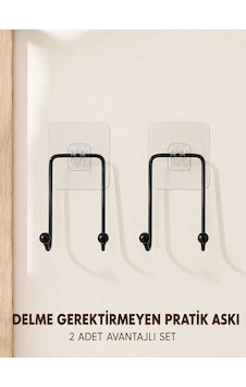 2 Adet Çok Amaçlı Yapışkanlı Askı Ev Mutfak Banyo Düzenleyici Renkli
