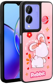 Vivo Y17s Case Shining Embossed Htstore Amas Silicone Cover With Iconic Figure-pembe