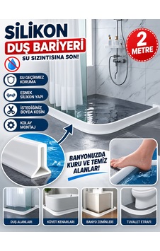 Mucit Home Su Bariyeri Beyaz 2 Metre 15 Mm Esnek Duşakabin Su Tutucu Bant Su Bariyeri Kendinden Yapışkanlı Mucit Home Su Bariyeri Beyaz 2 Metre 15 Mm Esnek Duşakabin Su Tutucu Bant Su Bariyeri Kendinden Yapışkanlı