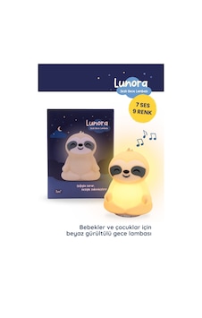 Lunora Beyaz Gürültü Makinesi Bebek Uyku Cihazı 7 Ses 9 Renk Gece Lambası Ekru Ekru