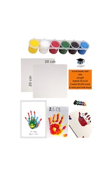 Tuval Baskı Seti Aile Sevgili Bebek İlk El İzi 2 Adet 20x20 Tuval 6 Renk Parmak Boya Tuval Baskı Seti Aile Sevgili Bebek İlk El İzi 2 Adet 20x20 Tuval 6 Renk Parmak Boya