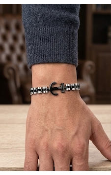 Valmont 19,5 Cm Siyah Renk Çapa Figürlü Metal Baklalı Denizci Model Erkek Çelik Bileklik Valmont 19,5 Cm Siyah Renk Çapa Figürlü Metal Baklalı Denizci Model Erkek Çelik Bileklik