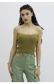 Tarzbu Kadın Likralı Triko Büstiyer Haki P 019895 Çok Renkli